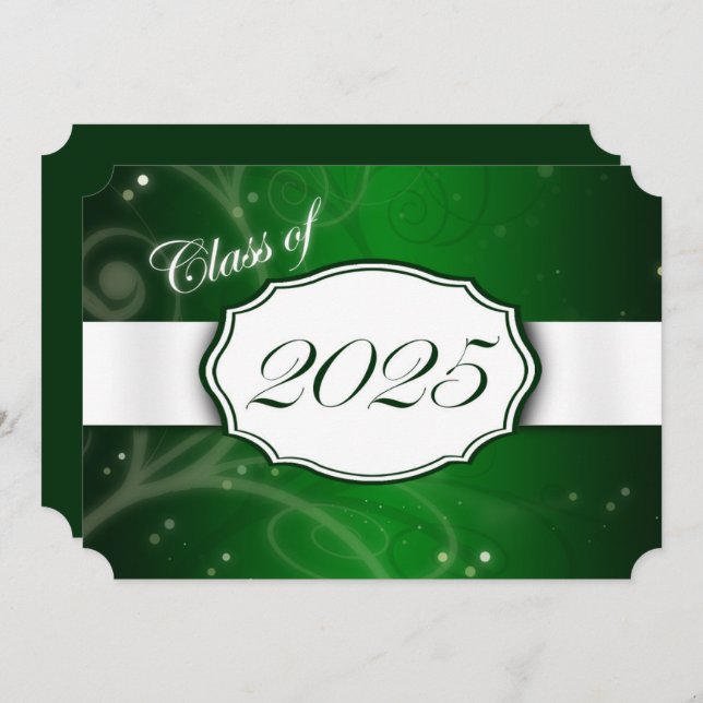 Invitation Green and White 2025 Graduation Party (Devant / Derrière)