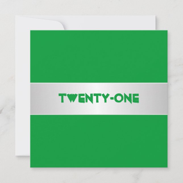 Invitation Green and White 21e fête d'anniversaire (Devant)
