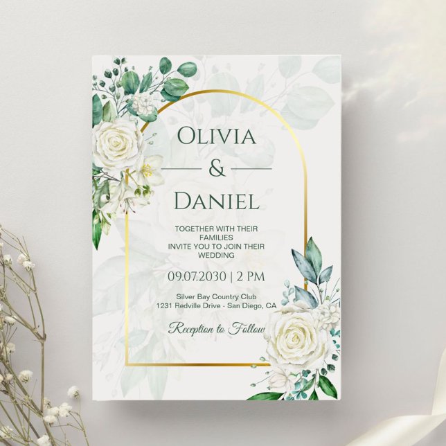 Invitation Green and White Elegant Wedding  (Créateur téléchargé)