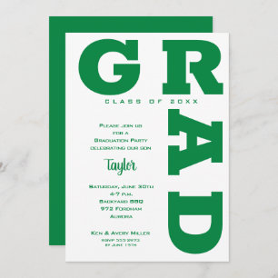 Invitation Green and White Graduation Party