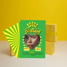 Green and Yellow Retro Birthday Greetings,vintage