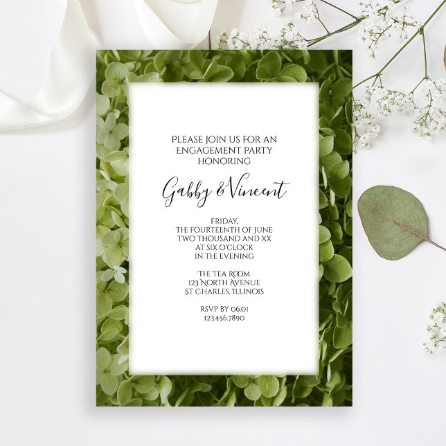 Invitation Green Annabelle Hydrangea Flower Engagement (Créateur téléchargé)