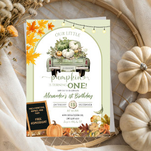 Invitation Green Automne laisse un petit camion Citrouille An