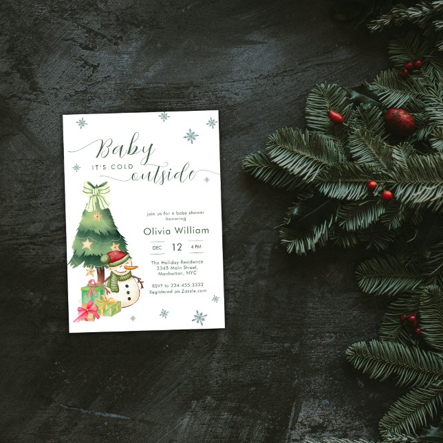 Invitation Green Baby It's Cold Outside Snowman Baby Shower (Green Baby It's Cold Outside Snowman Baby Shower Invitation)