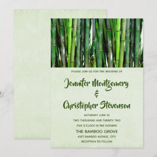 Invitation Green Bamboo Stalks Mariage de la photographie de