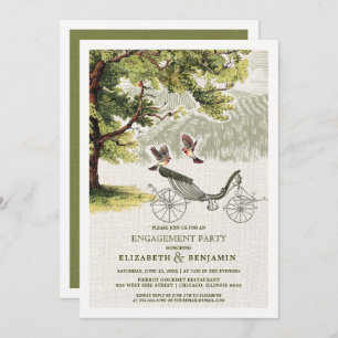 Invitation Green Beige Vintage Oak tree 