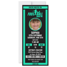 Green Black Football Ticket Birthday Photo