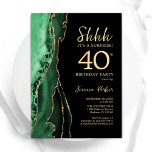 Invitation Green Black Gold Agate Surprise 40e anniversaire<br><div class="desc">Émeraude vert,  noir et or agate surprise 40e anniversaire invitation fête. Design moderne élégant avec aquarelle verte agate marbre arrière - plan,  fausse parties scintillant or et typographie script. Carte invitation branchée parfaite pour une célébration anniversaire féminine élégante. Invitations Zazzle imprimées ou téléchargement instantané modèle imprimable numérique.</div>