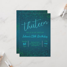 Invitation Green Blue Sparkle