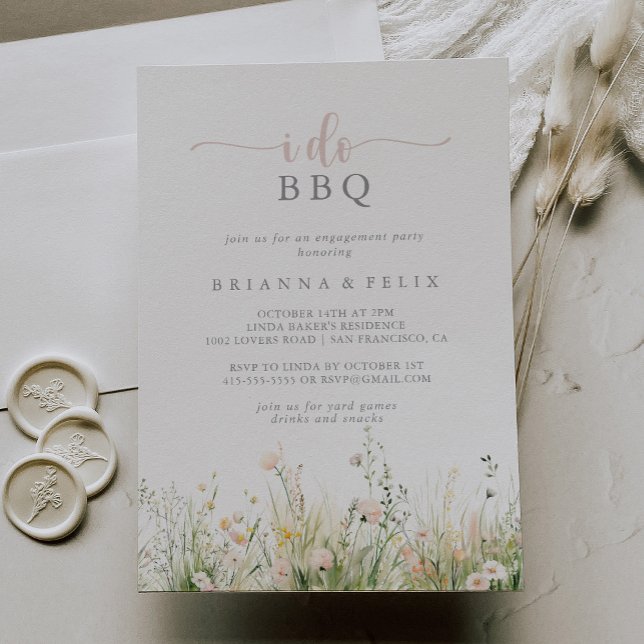 Invitation Green Boho Fleur sauvage I Do BQ Engagement Party (Créateur téléchargé)