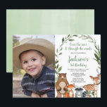 Invitation Green Bois animaux garçon fille d'anniversaire pho<br><div class="desc">Pour une personnalisation plus avancée de ce design,  il suffit de cliquer sur le bouton "Customiser" ci-dessus !</div>