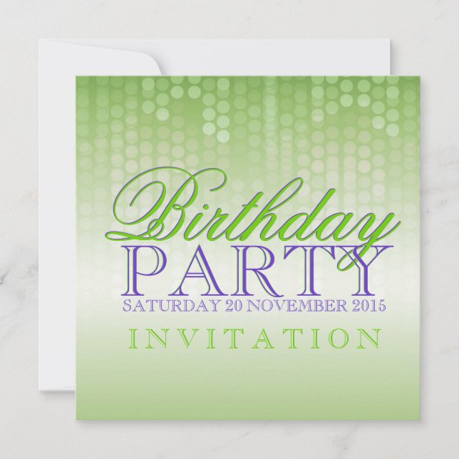 Invitation Green Bokeh Party illuminations Anniversaire Invit (Devant)