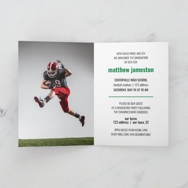 Invitation Green Bold & Modern Photo Graduation (Intérieur)