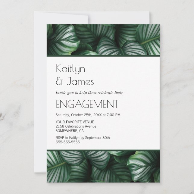 Invitation Green Botanical Engagement Party (Devant)