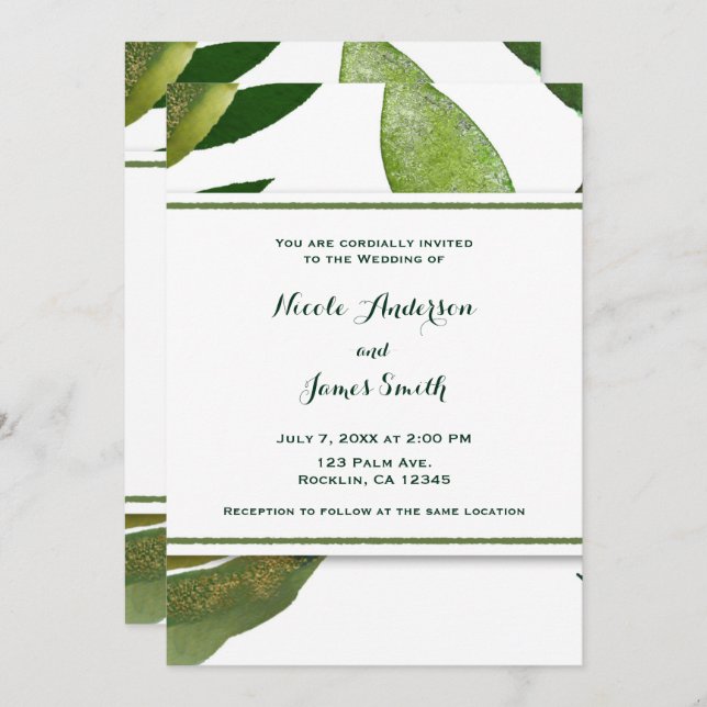 Invitation Green Botanical Glam Plante Feuilles Élégant maria (Devant / Derrière)