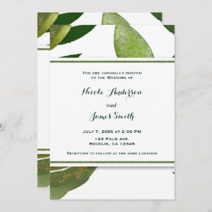 Invitation Green Botanical Glam Plante Feuilles Élégant maria