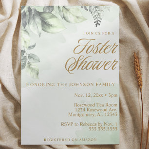 Invitation Green Botanics Foster Care Enfant / Baby shower