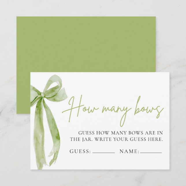 Invitation Green Bow Devine Combien De Bows Jeu (Devant / Derrière)