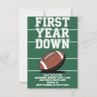 Invitation Green Boy's Football First Year Down 1st Birthday