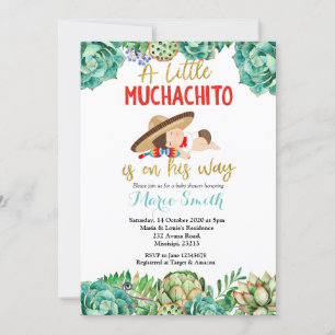 Invitation Green Cactus Fiesta Baby Muchacho Baby shower