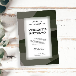 Invitation Green Camouflage Blocks Birthday Party