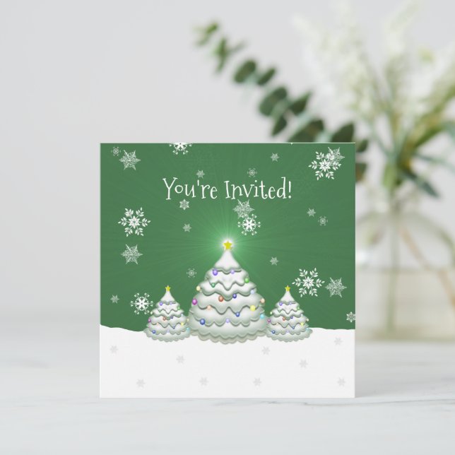 Invitation Green Christmas Tree (Debout devant)
