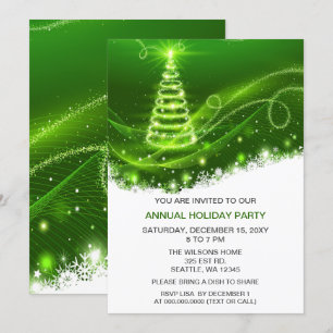 Invitation Green Christmas Tree Modern Holiday Party