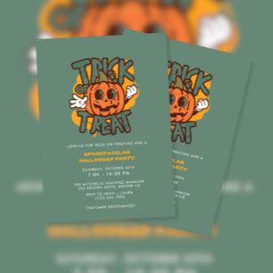 Invitation Green & Citrouille Trick ou Treat Halloween Party