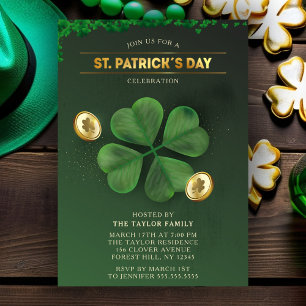 Invitation Green Clover St. Patrick's Day Celebration Party