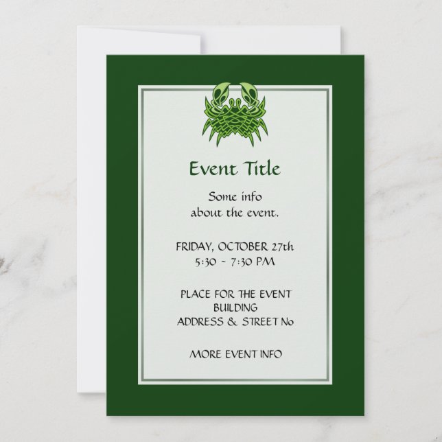 Invitation Green crab Celtic Knot (Devant)