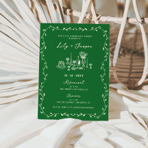 Green Cream Hand Drawn Rehearsal Dinner