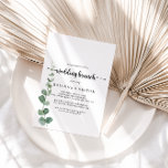 Invitation Green Delight Eucalyptus Mariage Brunch<br><div class="desc">Cette invitation à brunch mariage à l'eucalyptus est idéale pour un événement rustique. L'aménagement comprend des branches et des feuilles d'eucalyptus botaniques élégants dessinés à la main dans des aquarelles.</div>