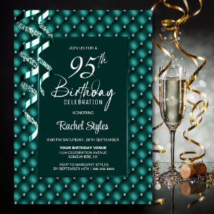 Invitation Green Diamond Motif 95e fête d'anniversaire
