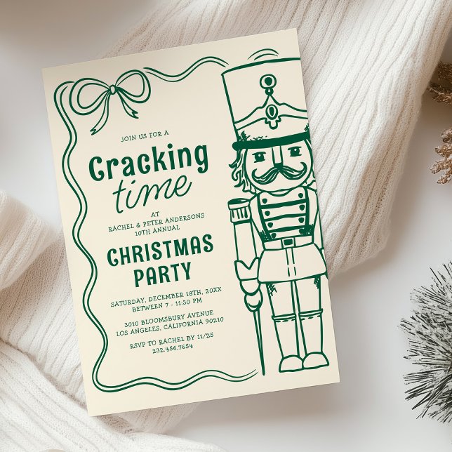 Invitation Green Doodle Nutcracker Christmas Holiday Party (Créateur téléchargé)