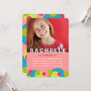 Invitation Green Dots Bubbles Enfant Photo Fête d'anniversair