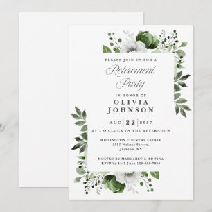 Invitation Green Elegant Pays Floral Retraite Party
