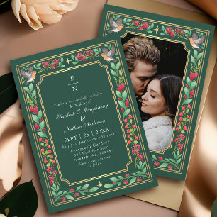 Invitation Green Enchanting Botanical Garden Wedding Photo