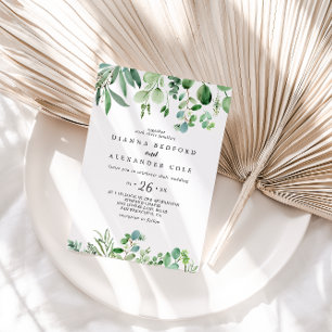 Invitation Green Eucalyptus Botanique Foliage Mariage Décontr