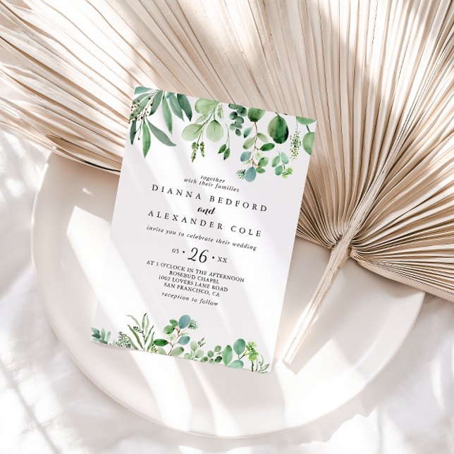 Invitation Green Eucalyptus Botanique Foliage Mariage Décontr (Créateur téléchargé)