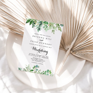 Invitation Green Eucalyptus Botanique Mariage avant et arrièr