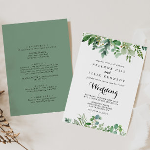 Invitation Green Eucalyptus Botanique Mariage avant et arrièr