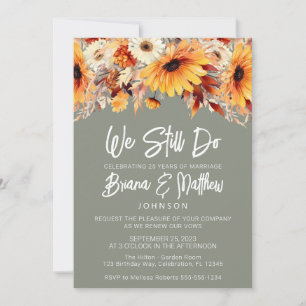 Invitation Green Fall Floral Mariage Vow renouveau