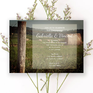 Invitation Green Farm Pastures Country Engagement Party