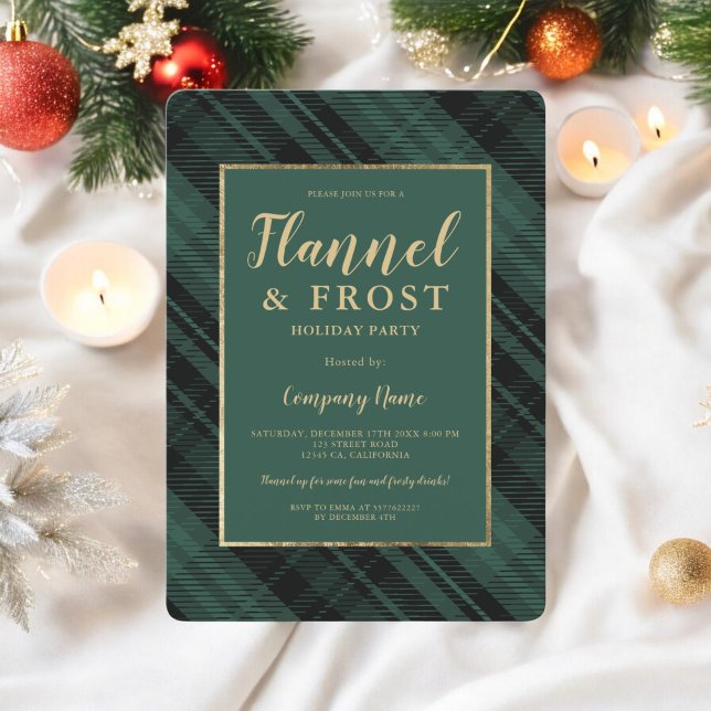 Invitation Green flannel gel entreprise Noël (Green flannel frost business corporate Christmas Invitation)