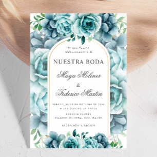 Invitation Green Floral Garden Nuestra Boda Mariage espagnol