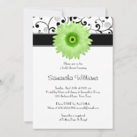 Green Gerbera Daisy Black Scroll Fête de l'mariée