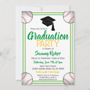 Invitation Green & Gold Baseball Party