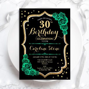 Invitation Green Gold Black Elegant 30e anniversaire