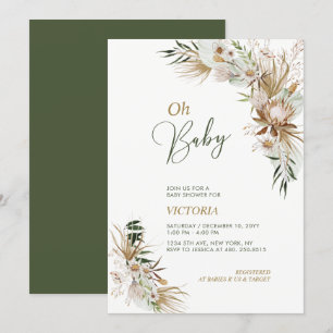 Invitation Green & Gold Boho Botanical Oh Baby shower
