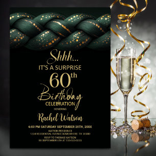 Invitation Green Gold Braid Surprise 60e anniversaire fête